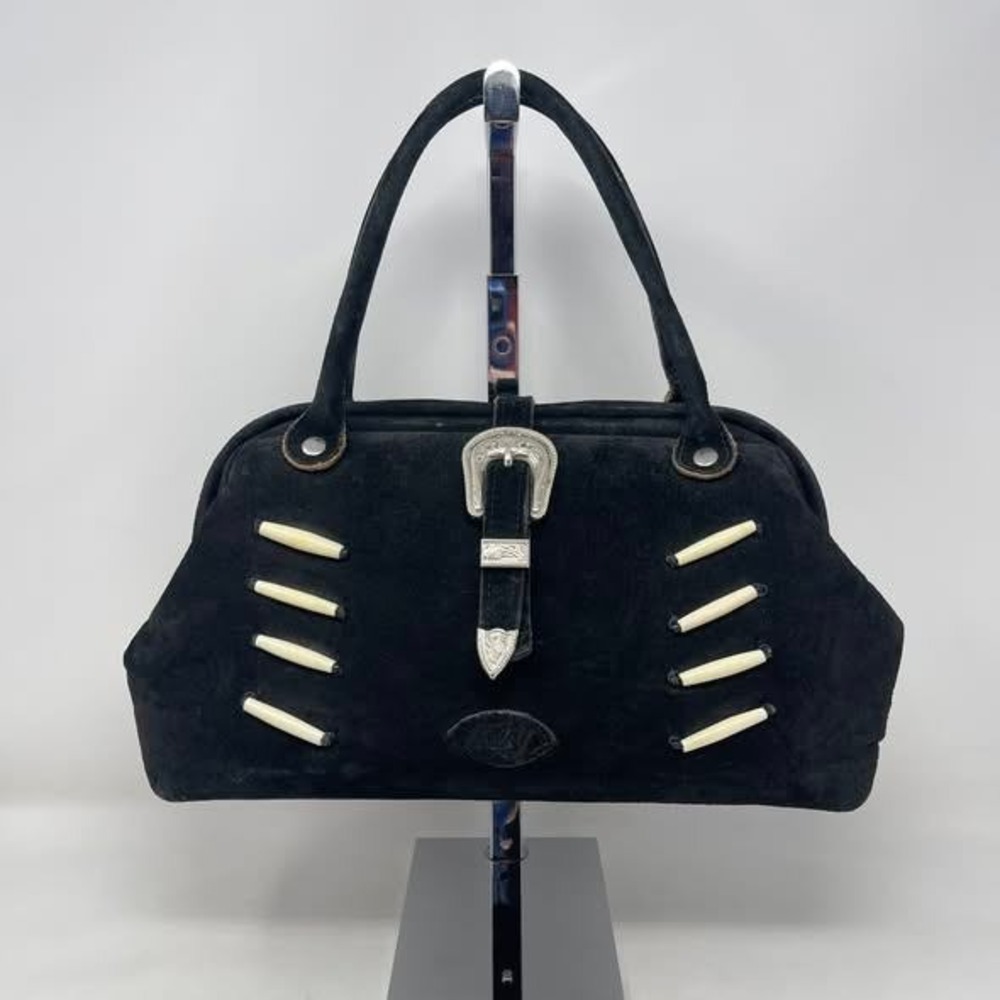 Circle Y Sibyls Collection Western Satchel Black Suede Leather Silver Buckle NFR